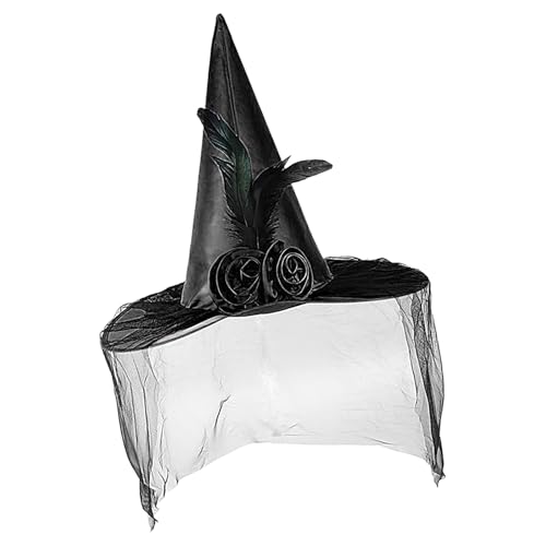 Stibtmr Halloween Hexenhut, Hexen Hut Mit Breiter Krempe Halbschleier Und Blume, Dress Up Kopfschmuck, Halloween Kostüm Zubehör Für Festliche Cosplay Events Gothic Treffen Schulaufführung Stibtmr Halloween Hexenhut, Hexen Hut Mit Breiter Krempe Halbschleier Und Blume, Dress Up Kopfschmuck, Halloween Kostüm Zubehör Für Festliche Cosplay Events Gothic Treffen Schulaufführung von Stibtmr