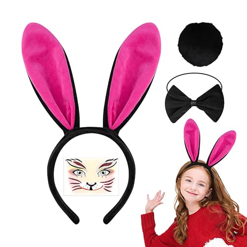 Weiße Hasenohren, Weißes Häschenkostüm | Niedlicher Hasenschwanz mit Gesichtsaufkleber, weißes Kaninchenzubehör,Hasen-Kostümzubehör, Hasenohren-Stirnband für Kinder, Damen, Herren, Karneval, Cosplay Weiße Hasenohren, Weißes Häschenkostüm | Niedlicher Hasenschwanz mit Gesichtsaufkleber, weißes Kaninchenzubehör,Hasen-Kostümzubehör, Hasenohren-Stirnband für Kinder, Damen, Herren, Karneval, Cosplay von Stibtmr