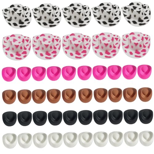 Stibzeup Mini Cowboy Hüte 50 PCs Kunststoff Tiny Cowboy Hut für Crafts Party Dollhouse Dekoration Multi -Farbe von Stibzeup