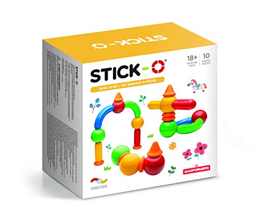 Stick-O Basic 10-piece Magnetic Building Blocks Toy. Preschool STEM Toy With Large Pieces And Grippy Groove Design. Designed By Magformers For Young Children. von Stick-O