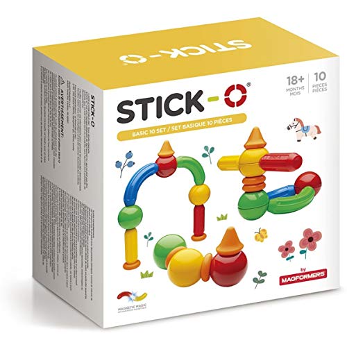Stick-O magnetische Bausteine für Kinder ab 1 Jahre, kreatives Konstruktionsspielzeug, Lernspielzeug mit Magnet, 20 Modelle für Mädchen und Jungen, Montessori Spielzeug, 10 Teile Set, Stick-O magnetische Bausteine für Kinder ab 1 Jahre, kreatives Konstruktionsspielzeug, Lernspielzeug mit Magnet, 20 Modelle für Mädchen und Jungen, Montessori Spielzeug, 10 Teile Set, von Stick-O