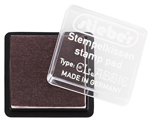 stieber® Mini-Stempelkissen mit Schnappdeckel, Gehäuse ca. 41x41 mm, Fasermaß ca. 34x34 mm *Bitte Farbe auswählen* (BRAUN) von stieber