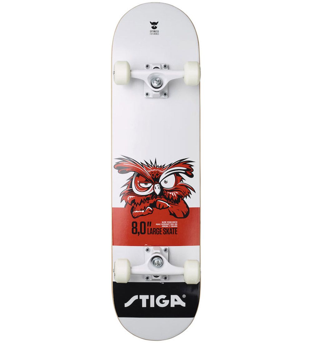 Stiga Skateboard - 8.0 - Weiß m. Eule - Stiga - One Size - Skateboards von Stiga
