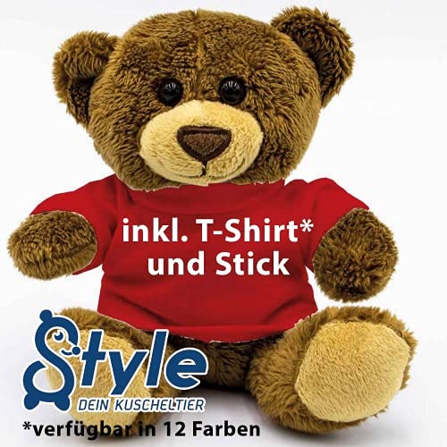 Kuscheltier Bär Moritzv- Dunkelbraun 14 cm - inklusive-T-Shirt und kostenloser Personalisierung (Stick oder Druck) von Stikkma