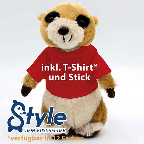 Kuscheltier Erdmännchen Jürgen 21 cm - inklusive-T-Shirt und kostenloser Personalisierung (Stick oder Druck) von Stikkma