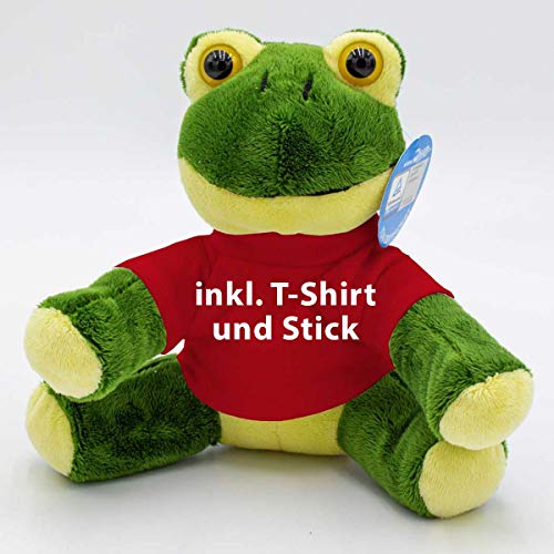 Kuscheltier Frosch Arwin 18cm- inklusive-T-Shirt und kostenloser Personalisierung (Stick oder Druck) von Stikkma