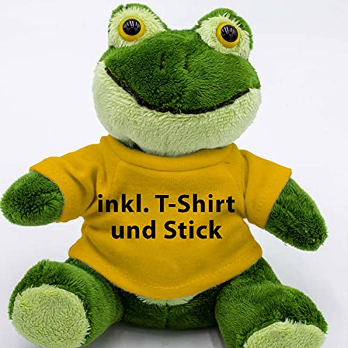 Kuscheltier Frosch Hans 14cm - inklusive-T-Shirt und kostenloser Personalisierung (Stick oder Druck) von Stikkma