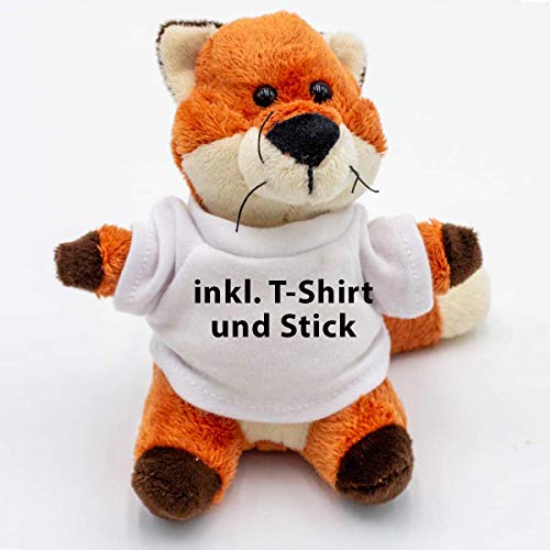 Kuscheltier Fuchs Arne 14cm - inklusive-T-Shirt und kostenloser Personalisierung (Stick oder Druck) von Stikkma