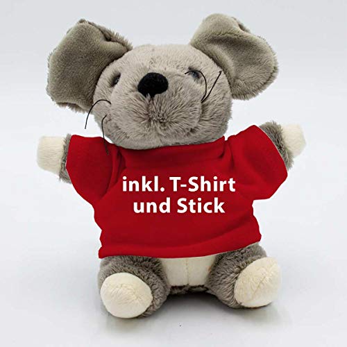 Kuscheltier Maus Vivien 14cm - inklusive-T-Shirt und kostenloser Personalisierung (Stick oder Druck) von Stikkma