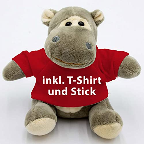 Kuscheltier Nilpferd Tanja 14cm - inklusive-T-Shirt und kostenloser Personalisierung (Stick oder Druck) von Stikkma