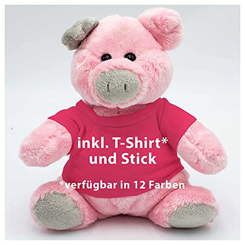 Kuscheltier Schwein Trine - 20cm - inklusive-T-Shirt und kostenloser Personalisierung (Stick oder Druck) von Stikkma