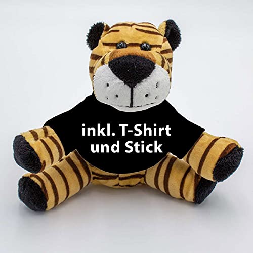 Kuscheltier Tiger David 18cm - inklusive-T-Shirt und kostenloser Personalisierung (Stick oder Druck) von Stikkma