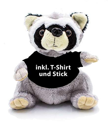 Kuscheltier Waschbär Kuddel 18cm - inklusive-T-Shirt und kostenloser Personalisierung (Stick oder Druck) von Stikkma