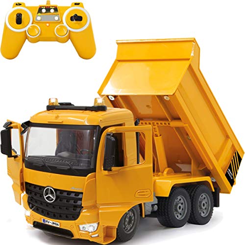 Baustellenfahrzeug ferngesteuert OFFIZIELL LIZENZIERT RC 1:20 (2.4 GHz) Spielzeug Modell Fahrzeug (Mercedes Benz Muldenkipper) von Stimo