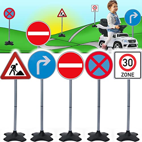 Stimo Vehrkehrszeichen / Verkehrsschilder Set Spielzeug Ampel Schilder Kinder Verkehrserziehung (Verkehrsschilder B) von Stimo