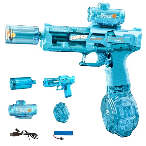 Elektrische Wasserpistole Erwachsene Kinder, Automatische Sprühwasserpistole mit LED-Lichtern, Spielzeug für Sommer-Außen-Pool-Strand-Partys, Blau Elektrische Wasserpistole Erwachsene Kinder, Automatische Sprühwasserpistole mit LED-Lichtern, Spielzeug für Sommer-Außen-Pool-Strand-Partys, Blau von StimuVariety