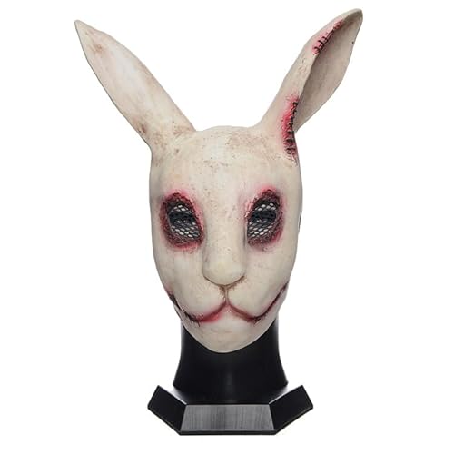 Stobbod Horror Bunny Maske Gruselige Halloween Tier Cosplay Maske Gruselige Kaninchen Maskerade Party Kostüm Zubehör (A) von Stobbod