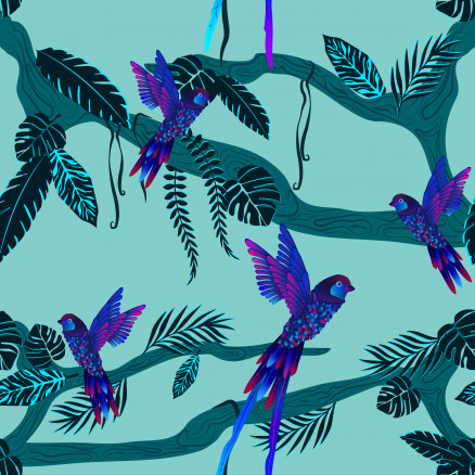 Jungle Birdie Baumwollstoff 112cm Farbe 426 - 50cm von Stoffabrics