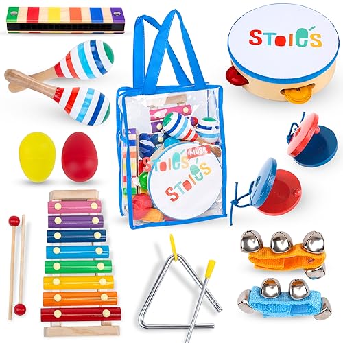 STOIE'S Musikinstrumente Kinder ab 3 Jahre 15-teiliges Montessori Instrumente Kinder Rasseleier Baby Klanghölzer Musikspielzeug Trommel Musik Instrumenten STOIE'S Musikinstrumente Kinder ab 3 Jahre 15-teiliges Montessori Instrumente Kinder Rasseleier Baby Klanghölzer Musikspielzeug Trommel Musik Instrumenten von Stoie's