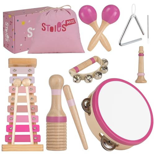 Stoie's Musikset aus Holz Pink Sensation, Montessori Musikinstrumente für Kleinkinder mit Xylophon, Tamburin und Maracas, Bildungsentwicklung und Kreativität, Baby Musikinstrumente Stoie's Musikset aus Holz Pink Sensation, Montessori Musikinstrumente für Kleinkinder mit Xylophon, Tamburin und Maracas, Bildungsentwicklung und Kreativität, Baby Musikinstrumente von Stoie's