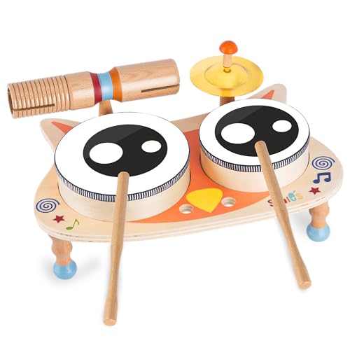 Stoie's Schlagzeug für Kleinkinder 3-5 Babyschlagzeug Holz Musikinstrumente Kinder Trommel Musikset Montessori Schlagzeug für Kleinkinder 5-7 Spielzeugschlagzeug für Kinder im Alter von Stoie's