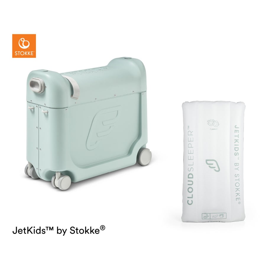 JETKIDS™ BY STOKKE® Aufsitzkoffer BedBox™ Green Aurora und Matratze CloudSleeper™ weiß von Stokke
