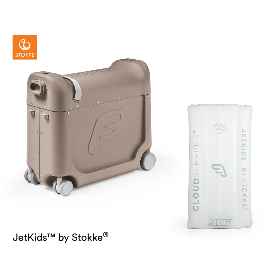 JETKIDS™ BY STOKKE® Aufsitzkoffer BedBox™ Limited Edition Creamy Cappuccino und Matratze CloudSleeper™ weiß von Stokke