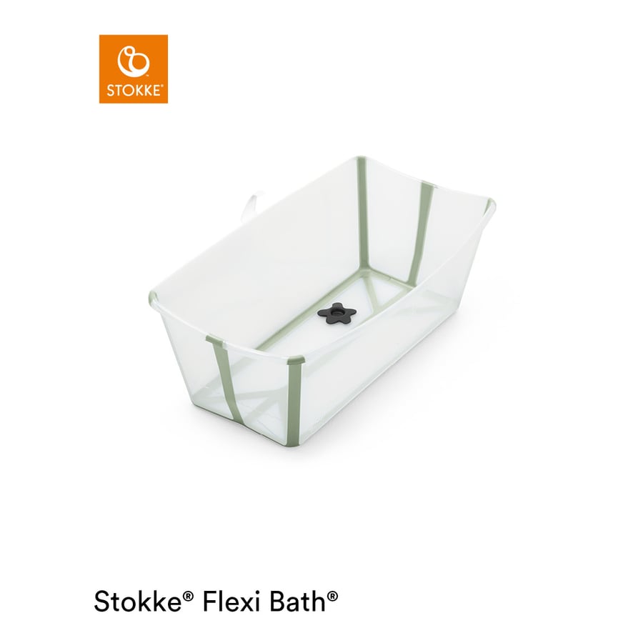 STOKKE® Badewanne Flexi Bath™ Set mit hitzeempfindlichem Stöpsel transparent grün ab der Geburt von Stokke