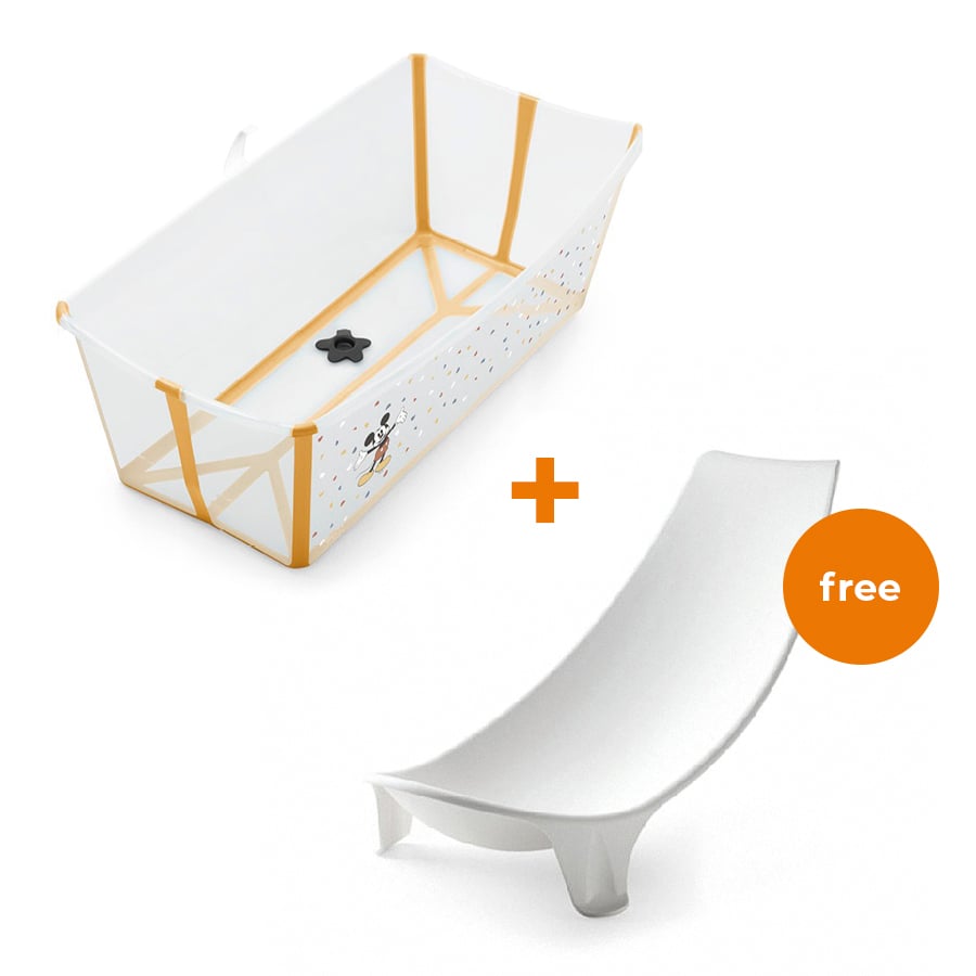 STOKKE® Badewanne Flexi Bath XL™ extra groß Disney Mickey Celebration + gratis Badewanneneinsatz von Stokke