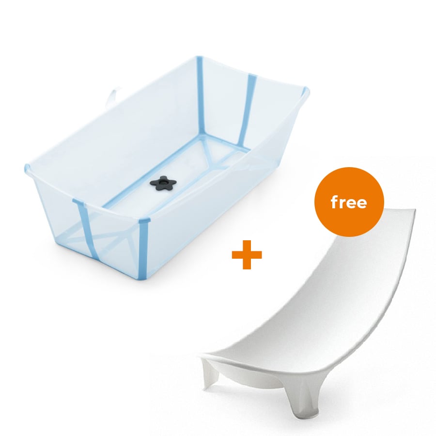 STOKKE® Badewanne Flexi Bath XL™ extra groß Ocean Blue + gratis Badewannensitz von Stokke