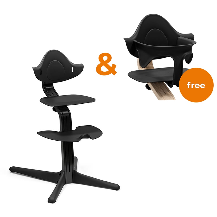 STOKKE® Nomi® Hochstuhl Buche schwarz + gratis Baby Set schwarz von Stokke