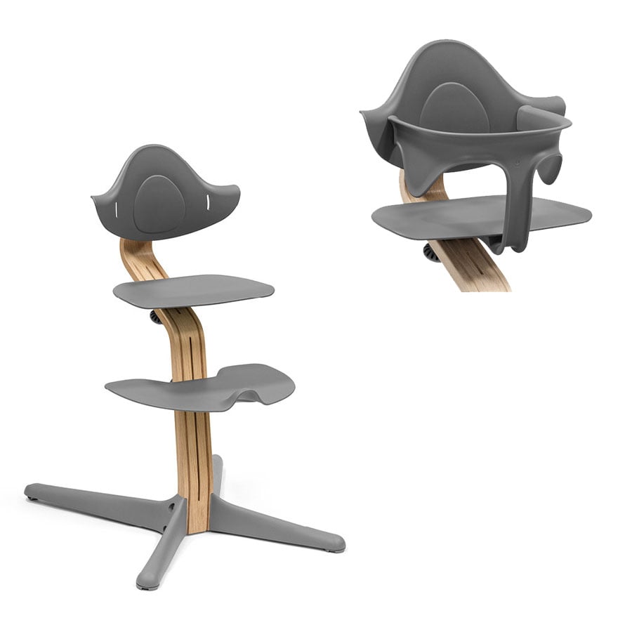 STOKKE® Nomi® Hochstuhl Eiche natur / grau + Baby Set grau von Stokke
