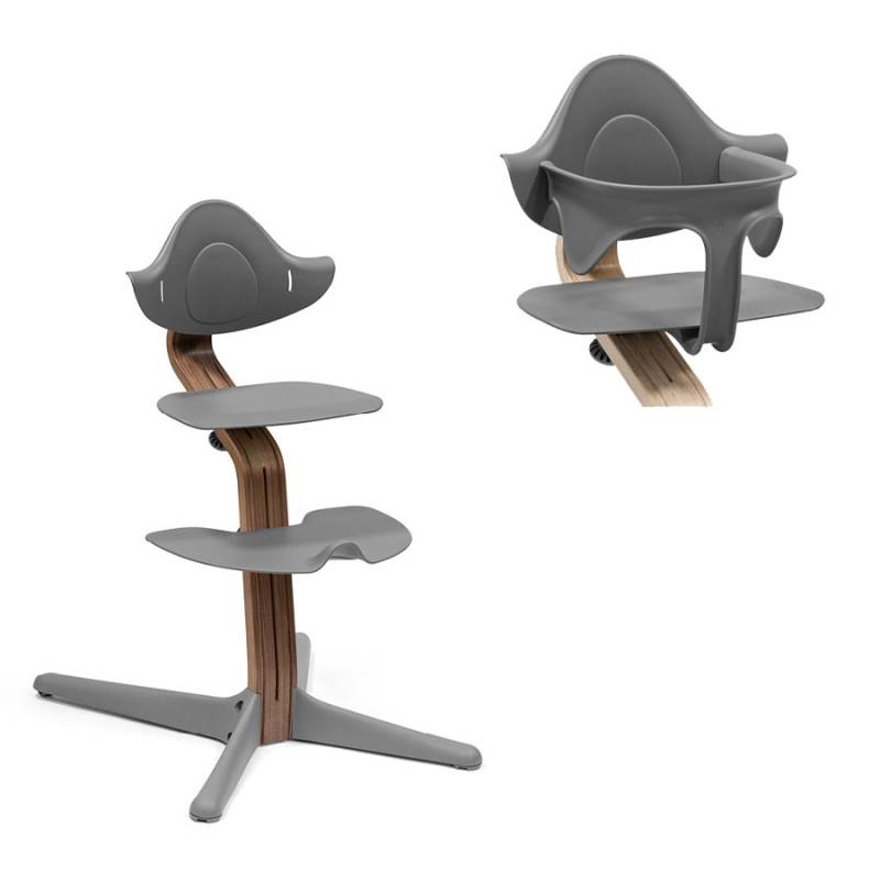 STOKKE® Nomi® Hochstuhl Walnuss / grau + Baby Set grau von Stokke