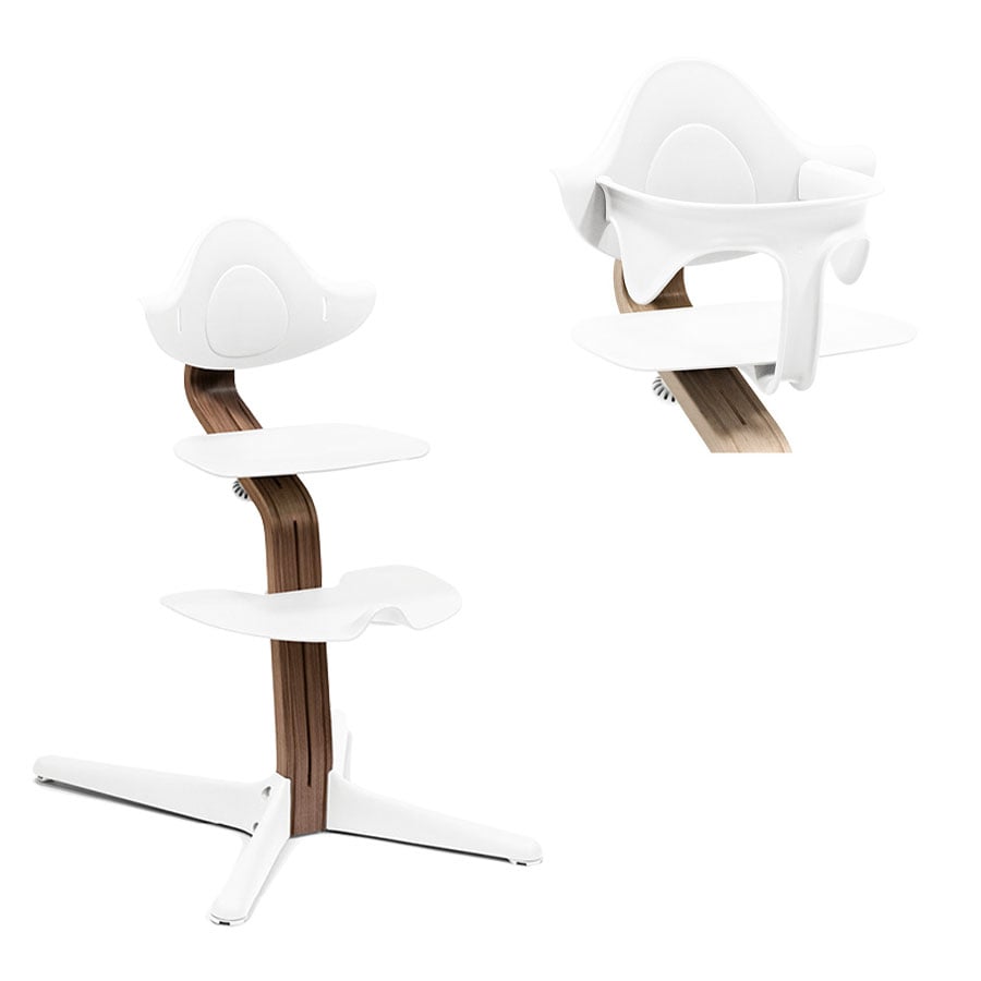STOKKE® Nomi® Hochstuhl Walnuss / weiß + Baby Set weiß von Stokke