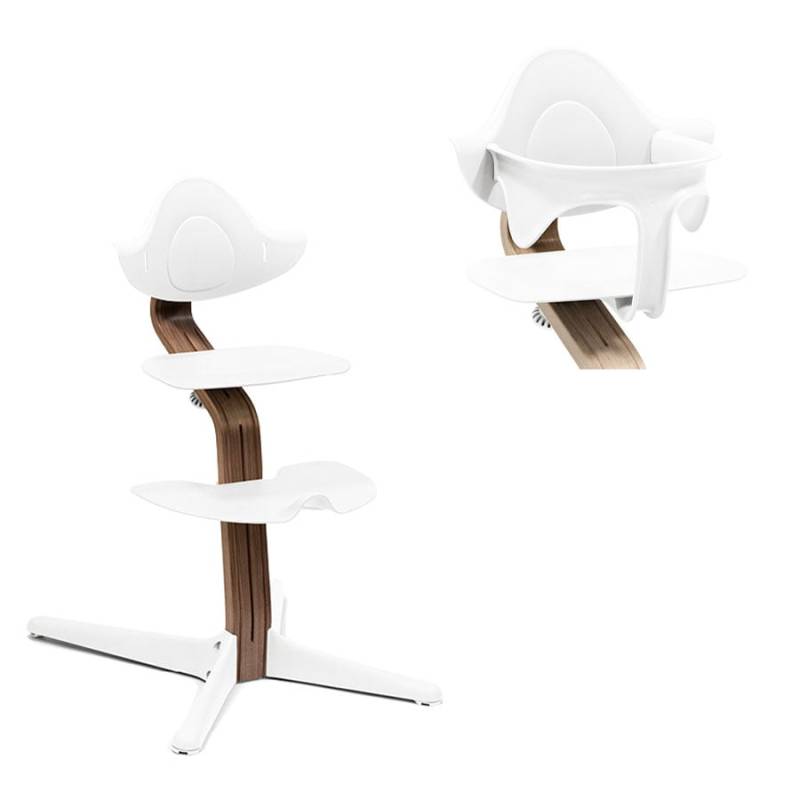 STOKKE® Nomi® Hochstuhl Walnuss / weiß + Baby Set weiß von Stokke