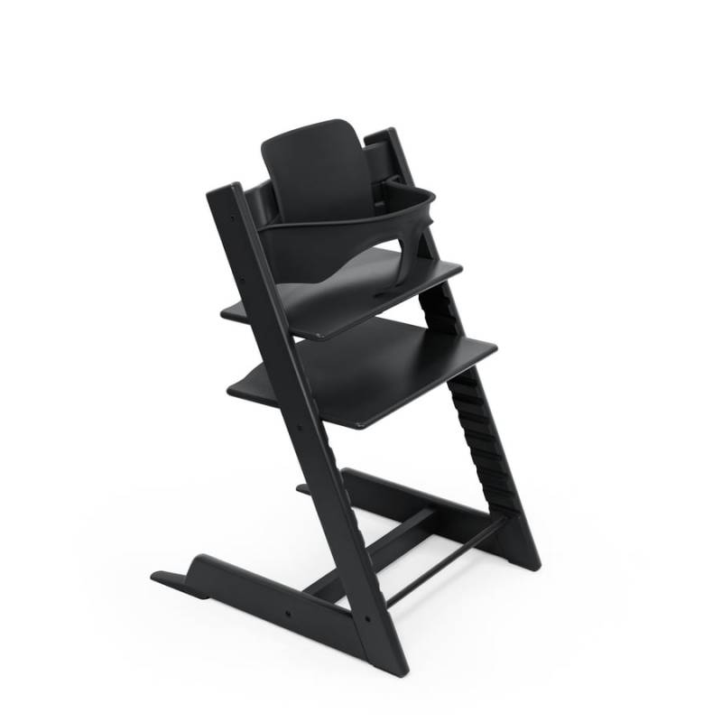 STOKKE® Tripp Trapp® Hochstuhl Buche schwarz inkl. Baby Set V2 schwarz von Stokke