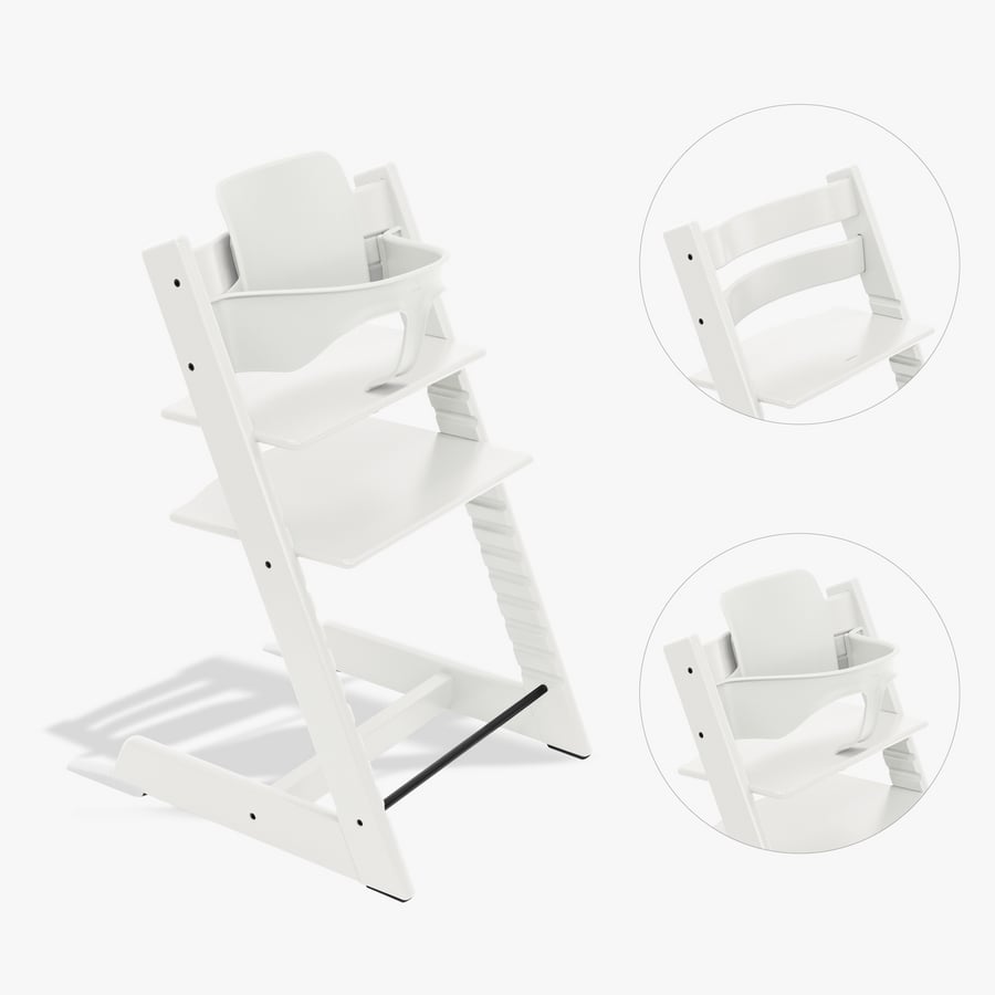 STOKKE® Tripp Trapp® Hochstuhl Buche weiß inkl. Baby Set V2 weiß von Stokke
