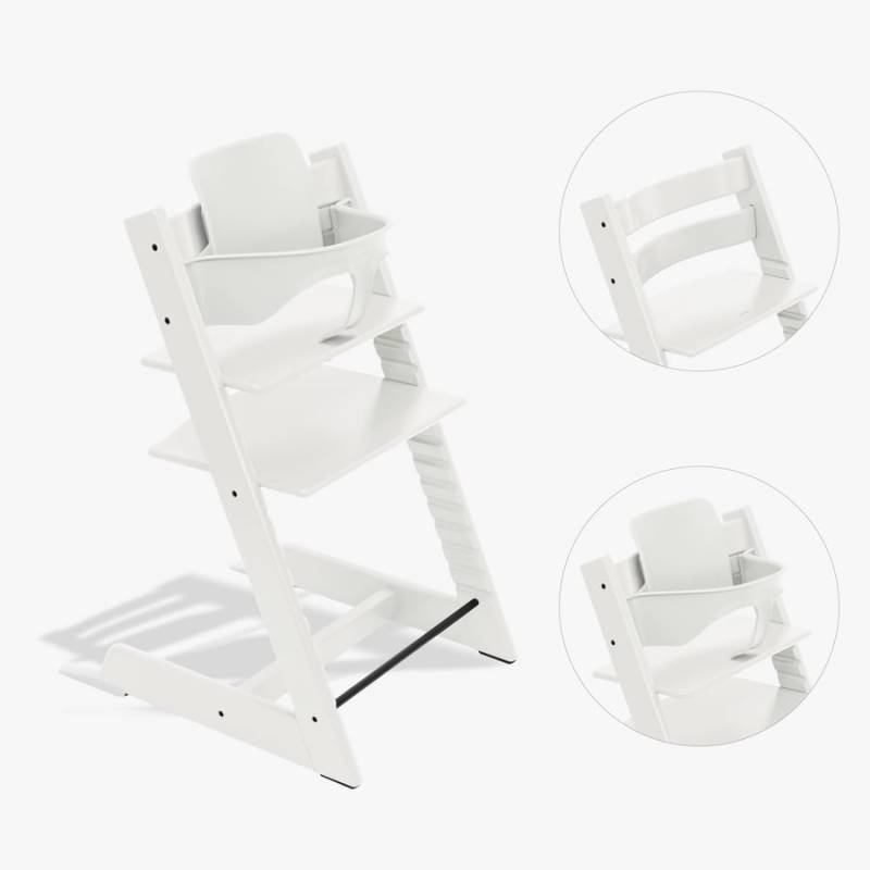 STOKKE® Tripp Trapp® Hochstuhl Buche weiß inkl. Baby Set V2 weiß von Stokke