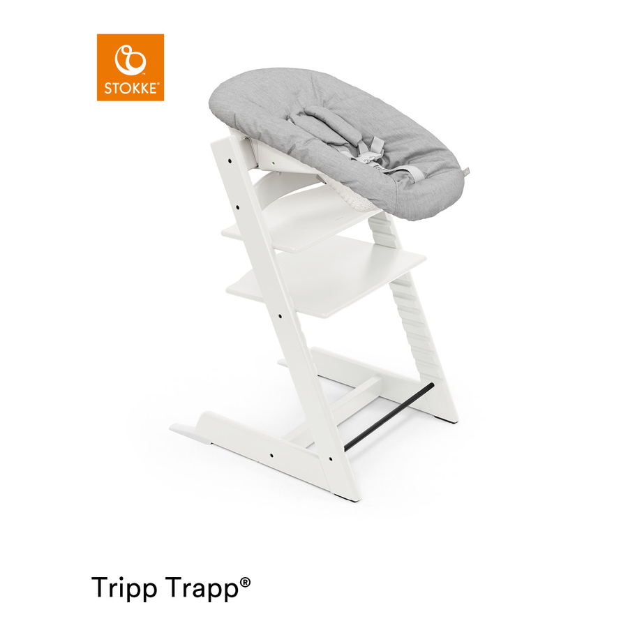 STOKKE® Tripp Trapp® Hochstuhl Buche weiß inkl. Newborn Set™ Grey von Stokke