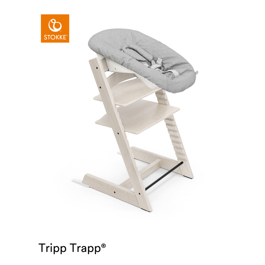 STOKKE® Tripp Trapp® Hochstuhl Buche Whitewash inkl. Newborn Set™ Grey von Stokke