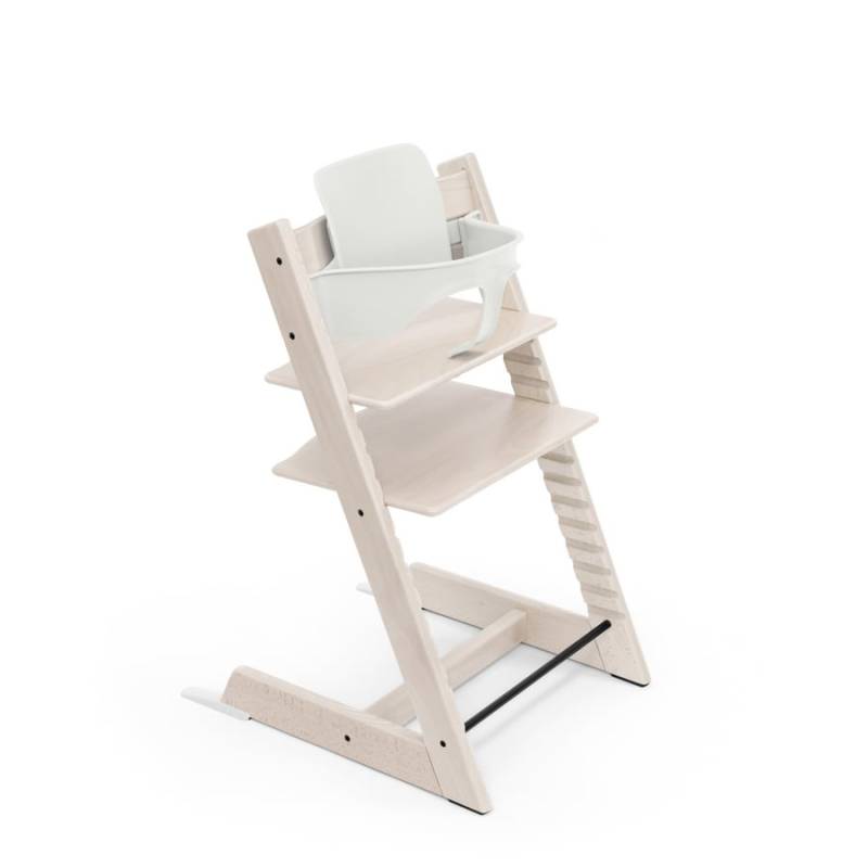 STOKKE® Tripp Trapp® Hochstuhl Buche whitewash inkl. Baby Set V2 weiß von Stokke