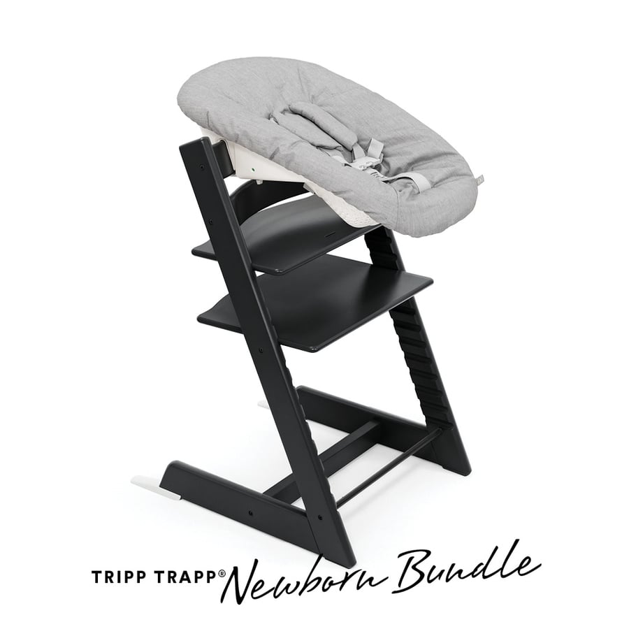 STOKKE® Tripp Trapp® Hochstuhl Oak schwarz inkl. Newborn Set™ Grey von Stokke