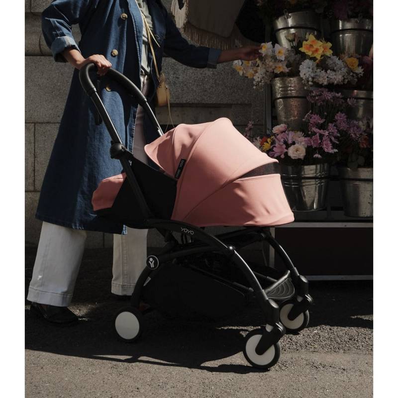 Stokke® Kinderwagen YOYO³ Gestell white inkl. 0+ Neugeborenenaufsatz Stone von Stokke