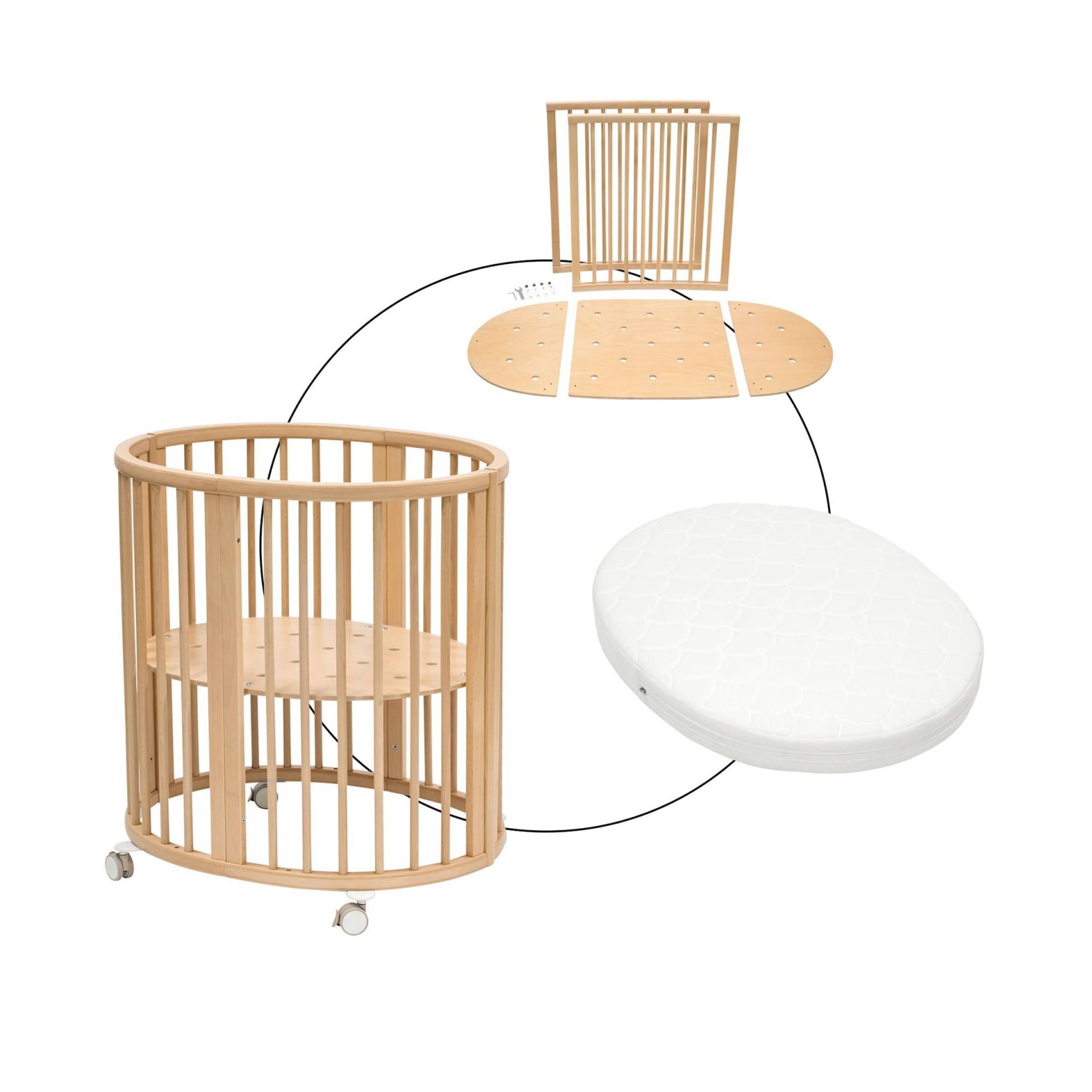 Stokke® Sleepi™ Babybett Sleepi Mini. Inkl. Umbausatz zum Kinderbett und Matratze von Stokke