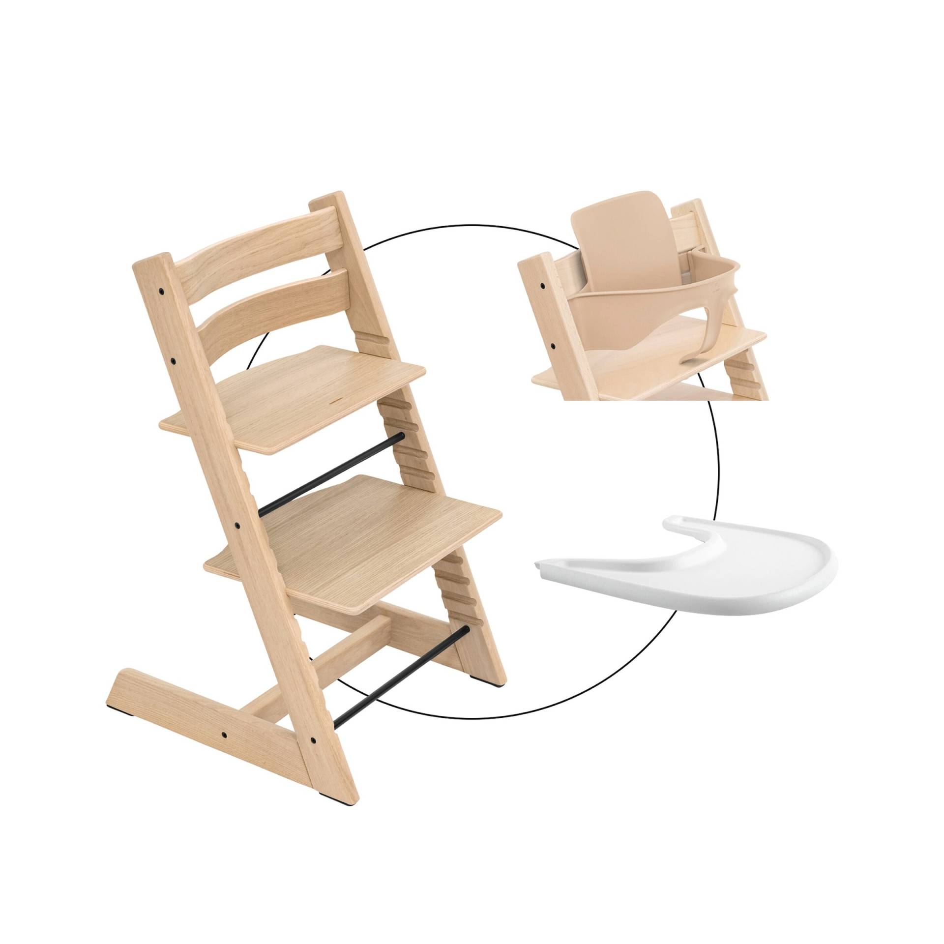 Stokke® Tripp Trapp® Bundle Treppenhochstuhl Eiche inkl. Babyset & Tray von Stokke