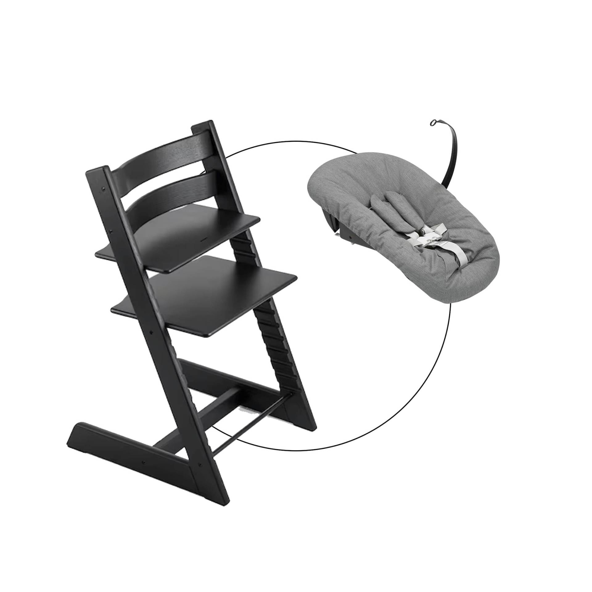 Stokke® Tripp Trapp® Bundle Treppenhochstuhl Eiche inkl. Newbornset Deep Grey von Stokke