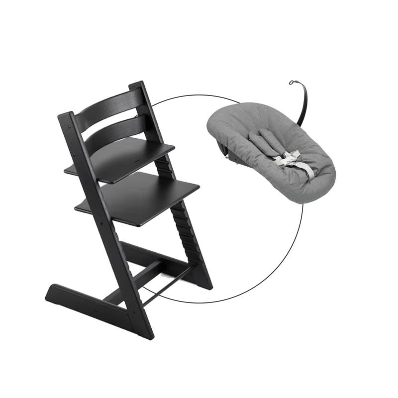 Stokke® Tripp Trapp® Bundle Treppenhochstuhl Eiche inkl. Newbornset Deep Grey von Stokke
