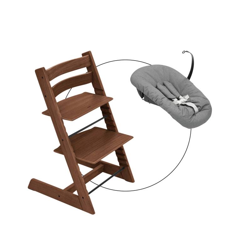 Stokke® Tripp Trapp® Bundle Treppenhochstuhl Eiche inkl. Newbornset Deep Grey von Stokke