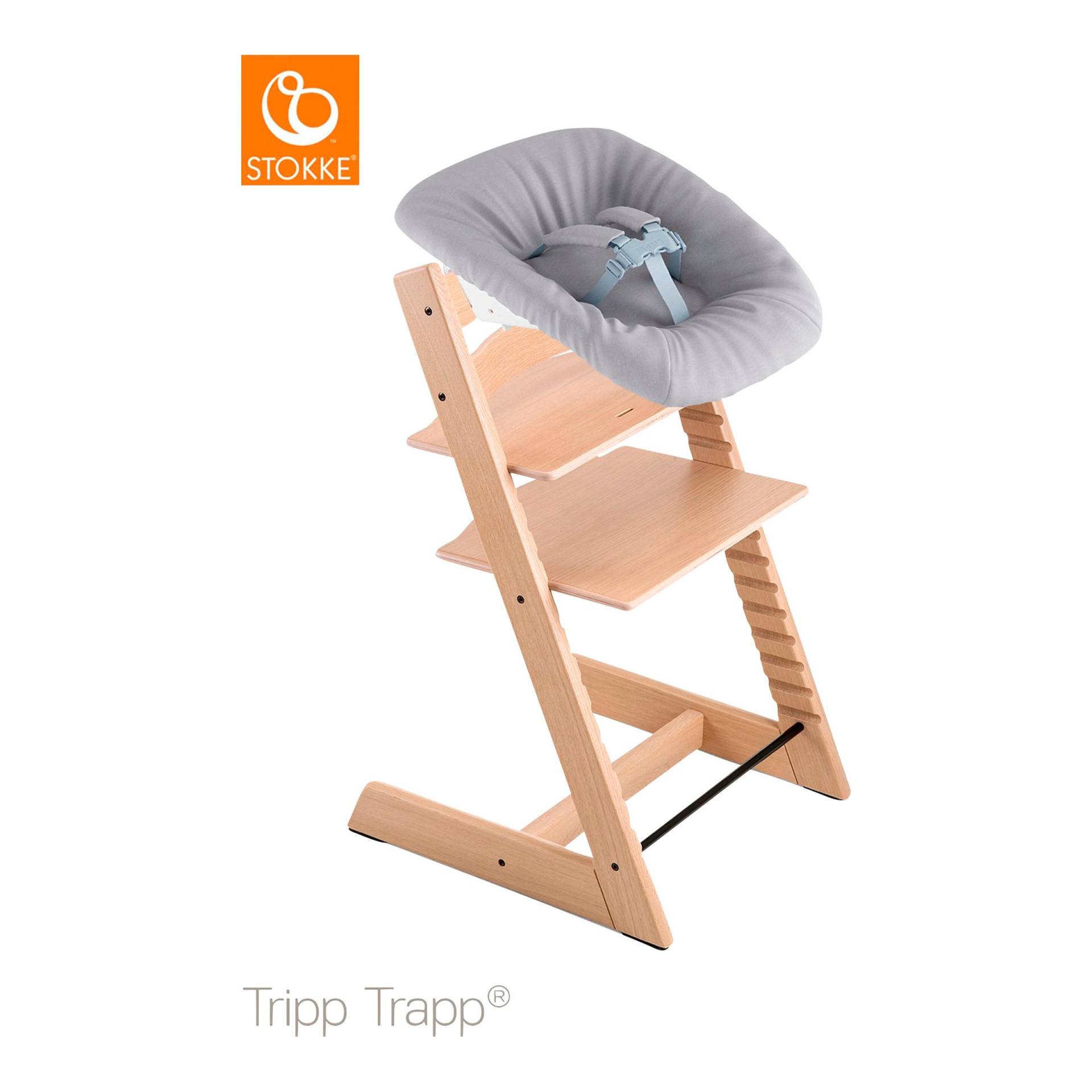 Stokke® Tripp Trapp® Bundle Treppenhochstuhl Eiche inkl. Newbornset Light Grey von Stokke