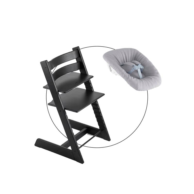 Stokke® Tripp Trapp® Bundle Treppenhochstuhl Eiche inkl. Newbornset Light Grey von Stokke